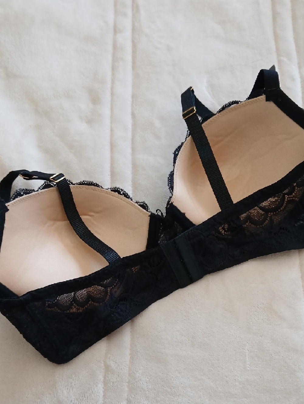 Black Lace Underwire Bra with Nude Lining - Women Intimates - Picture 3 of 5